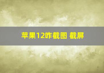 苹果12咋截图 截屏